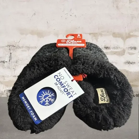 Dluxe by Dearfoams NWT Gel Infused Memory Foam Slippers Size 5-6 - Picture 2 of 4